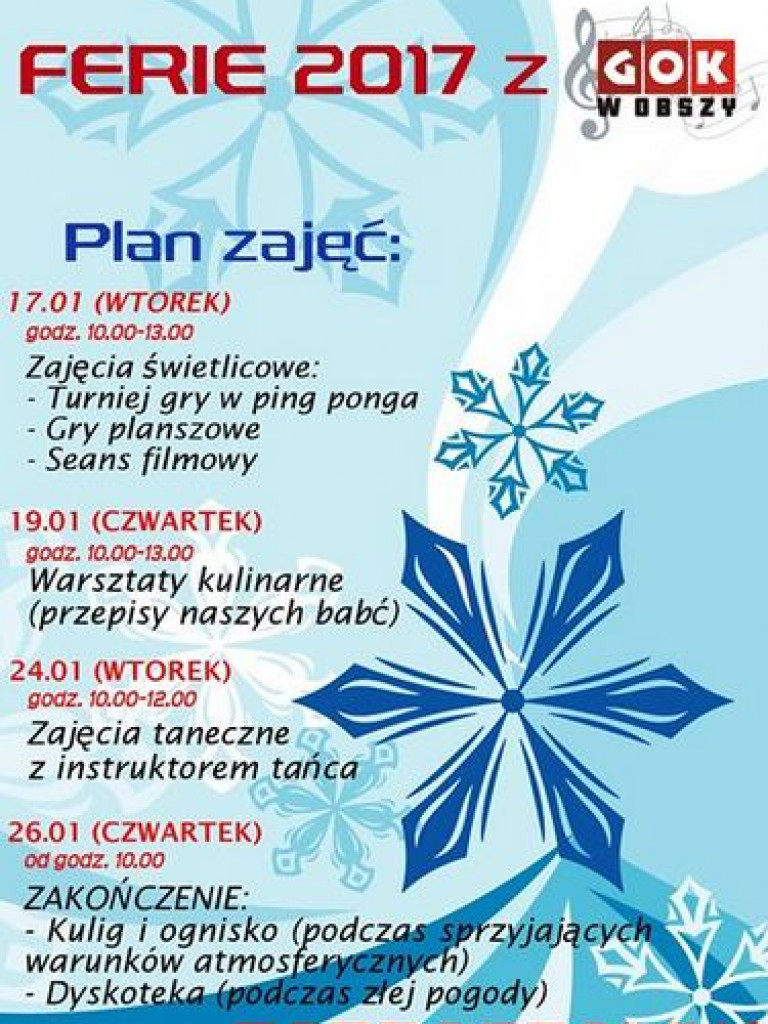 By dzieci podczas ferii się nie nudziły. Oferta zajęć