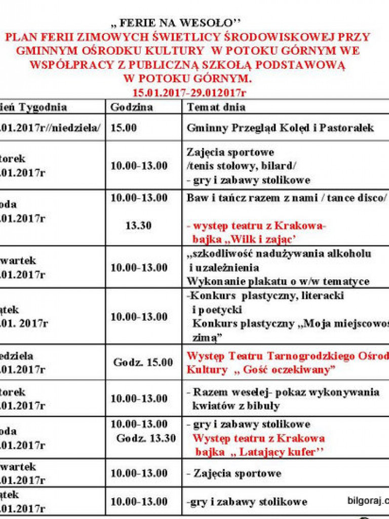 By dzieci podczas ferii się nie nudziły. Oferta zajęć