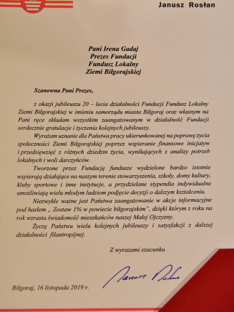 20 lat Fundacji Fundusz Lokalny Ziemi Biłgorajskiej (FOTO)