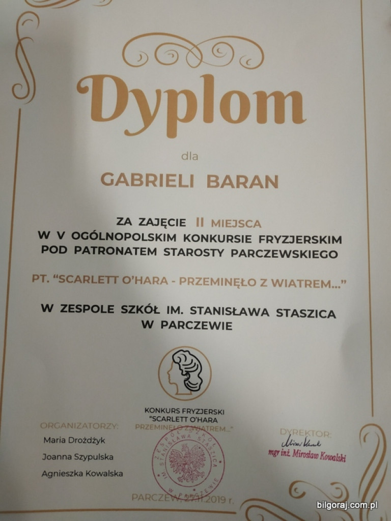 II miejsce dla Gabrieli Baran w V Ogólnopolskim Konkursie Fryzjerskim w Parczewie (FOTO)