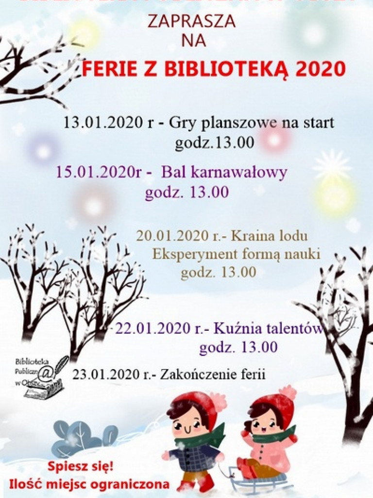 Ferie 2020. Wiemy jakie są propozycje dla dzieci i młodzieży w Powiecie Biłgorajskim