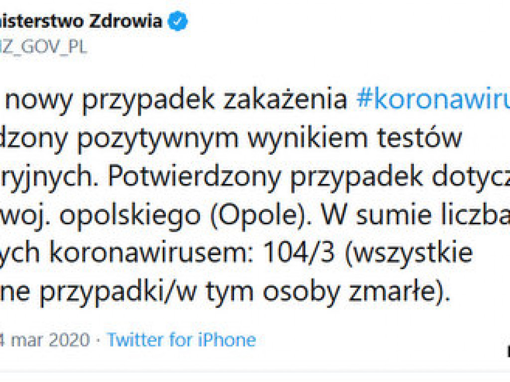 96 nowych przypadków zakażenia koronawirusem, potwierdzonych pozytywnym wynikiem testów laboratoryjnych [AKTUALIZACJA 31 marca 2020 rok, godz. 20:45]