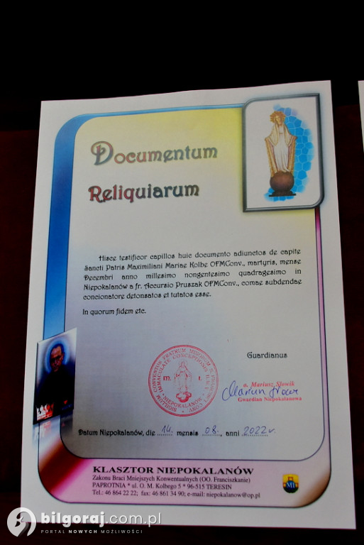 Wprowadzenie relikwii św. Maksymiliana w Osuchach