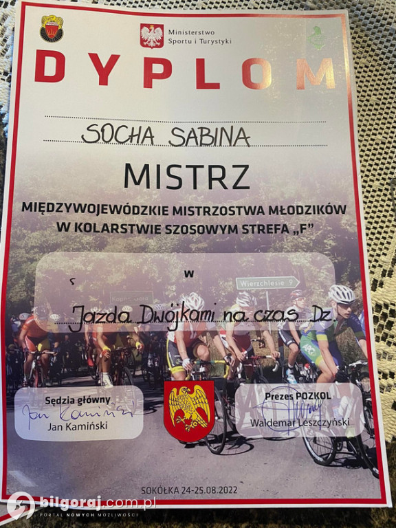 Sukces uczennicy z gminy Biszcza w kolarstwie