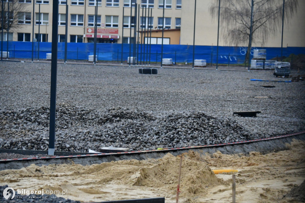 Trwa przebudowa kompleksu boisk przy ZSBiO - styczeń 2023