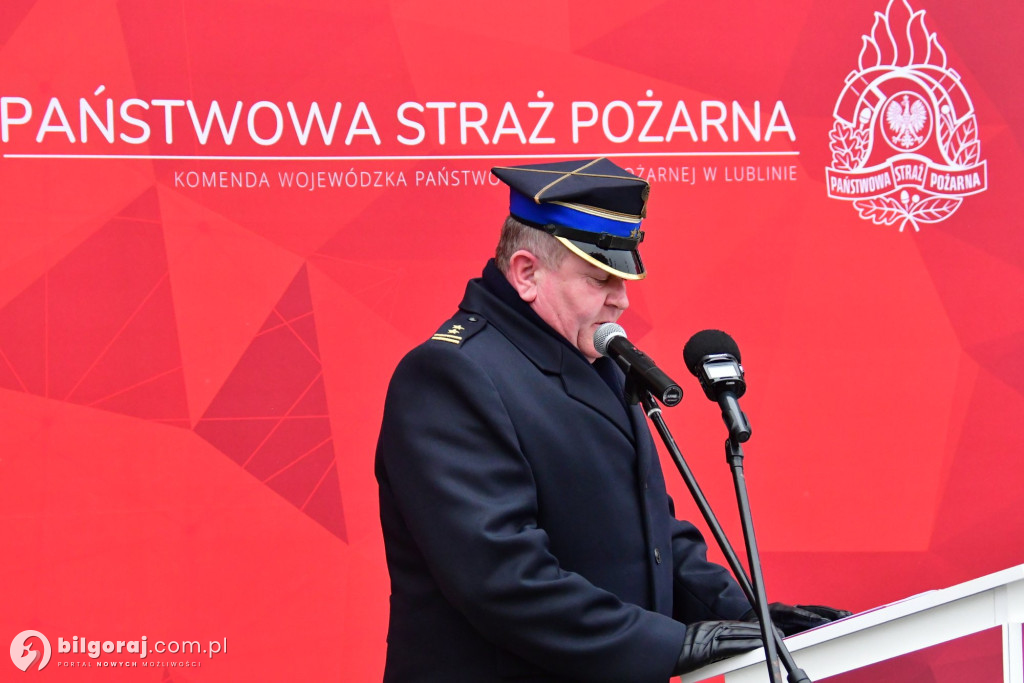 Biłgoraj przekazanie nowych wozów bojowych dla PSP i OSP Sól
