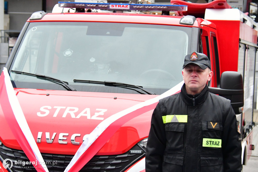 Biłgoraj przekazanie nowych wozów bojowych dla PSP i OSP Sól