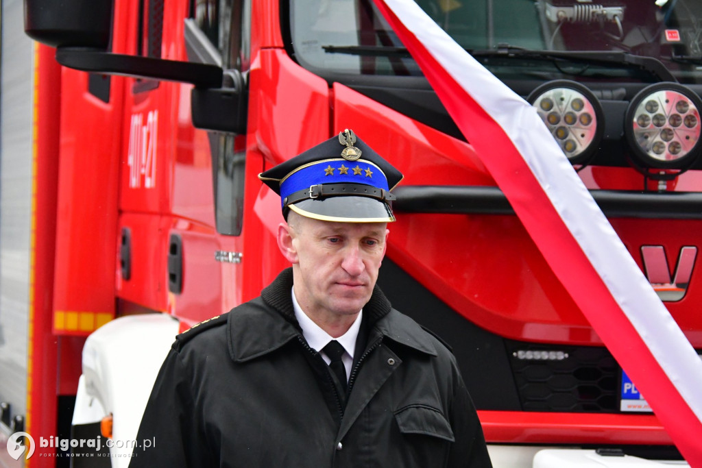 Biłgoraj przekazanie nowych wozów bojowych dla PSP i OSP Sól