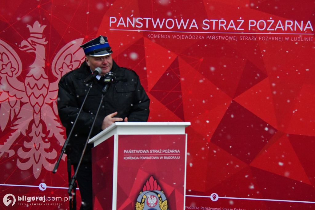 Biłgoraj przekazanie nowych wozów bojowych dla PSP i OSP Sól
