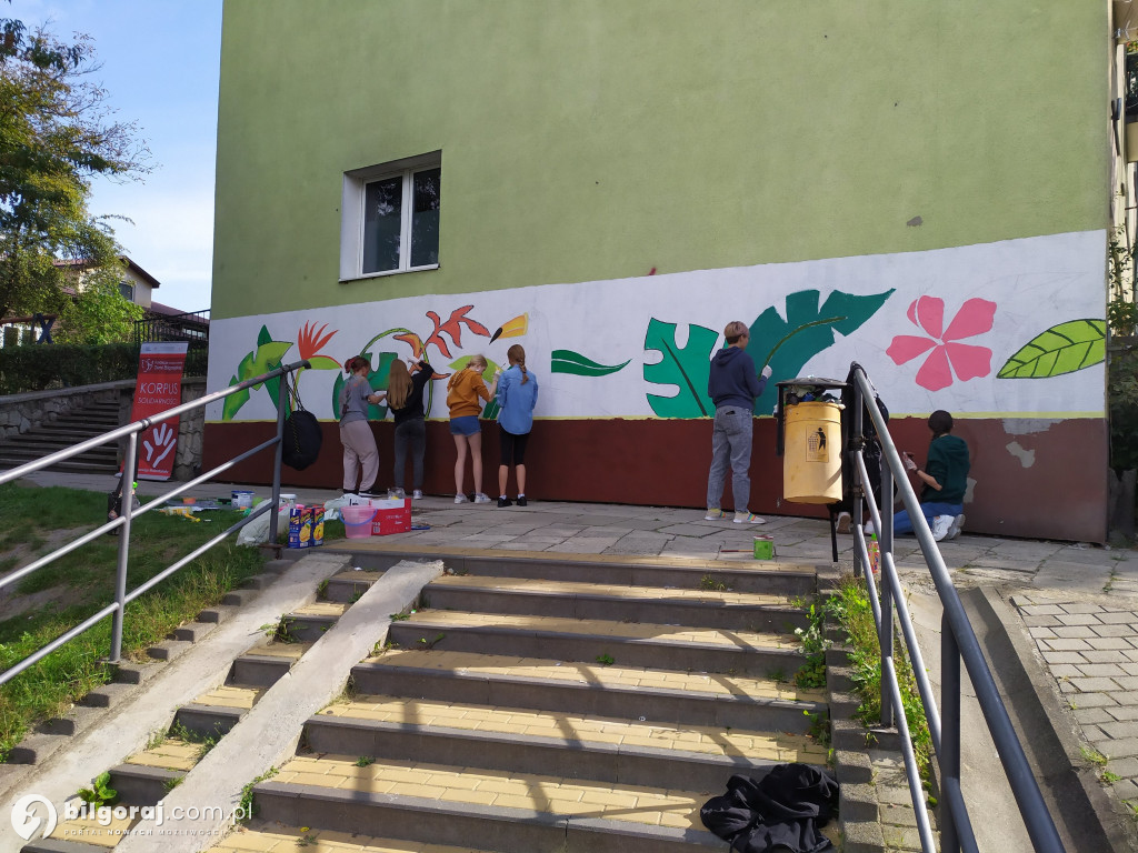 Zamiast wulgaryzmów powstało kolorowe graffiti. Zmalowali je byli uczniowie 