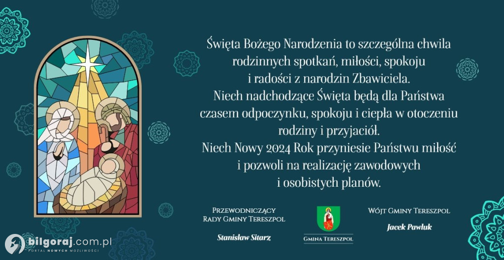 Życzenia bożonarodzeniowe złożone za naszym pośrednictwem