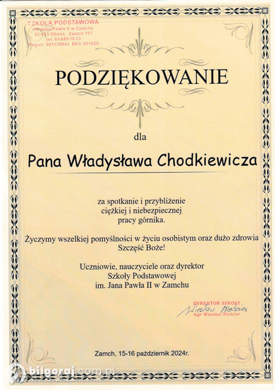 Dzień Górnika w Szkole Podstawowej w Chmielku