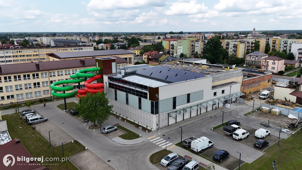 Kryta Pływalnia w Biłgoraju - postęp prac z lotu ptaka