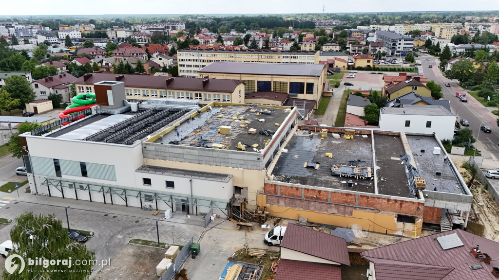 Kryta Pływalnia w Biłgoraju - postęp prac z lotu ptaka