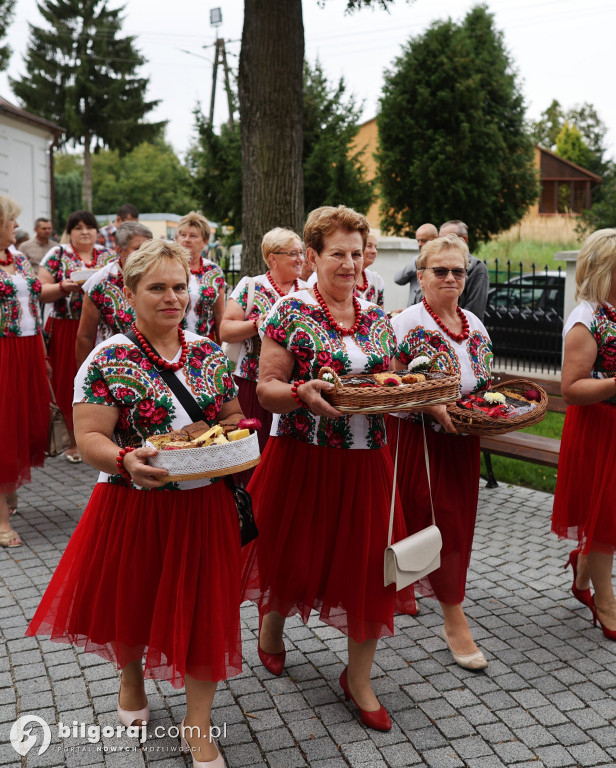 Uroczysty korowód z wieńcami dożynkowymi, Msza święta i wspólne świętowanie w Goraju