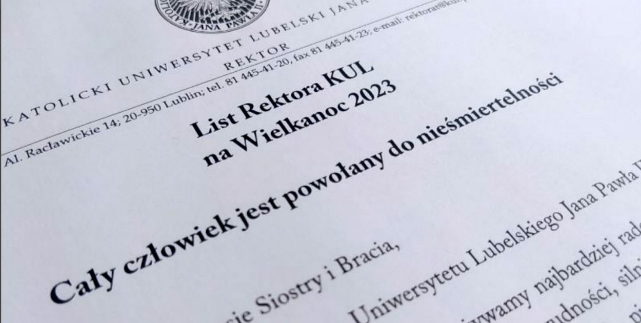 ?Cały człowiek jest powołany do nieśmiertelności? - list Rektora KUL