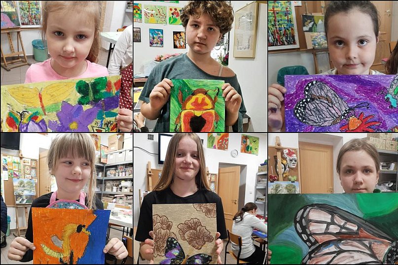 Dziewczęta ze Strefy Kreatywności z nagrodami za namalowane owady