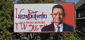 Gwiazda Dawida na czole kandydata. Ktoś zniszczył...