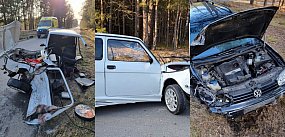 Po zderzeniu „maluch” rozpadł się na dwie części