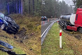 Wypadek w Kozakach: Błędny manewr wymijania zepchnął pojazdy do rowu-58265