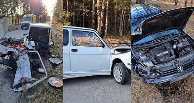 Po zderzeniu „maluch” rozpadł się na dwie części