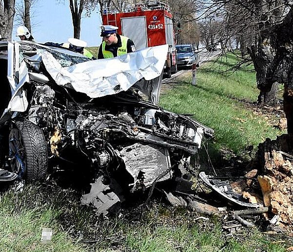 Skoda uderzyła w przydrożne drzewo. 50-latek z powiatu biłgorajskiego w szpitalu