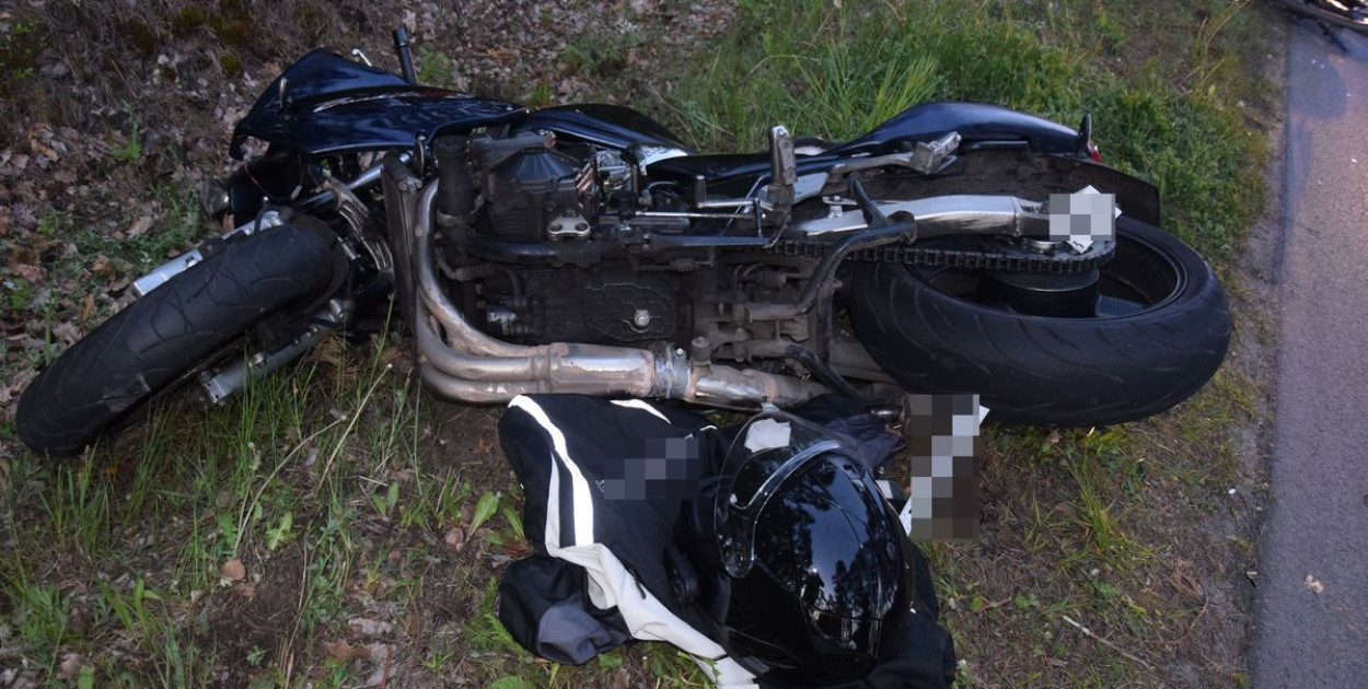 Wypadek motocyklisty i cyklisty