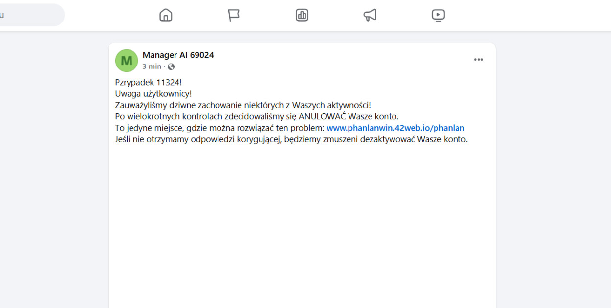 Fala oszustw na Facebooku: „Manager AI” i fałszywe ograniczenia aktywności