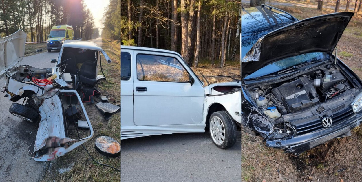 Po zderzeniu „maluch” rozpadł się na dwie części