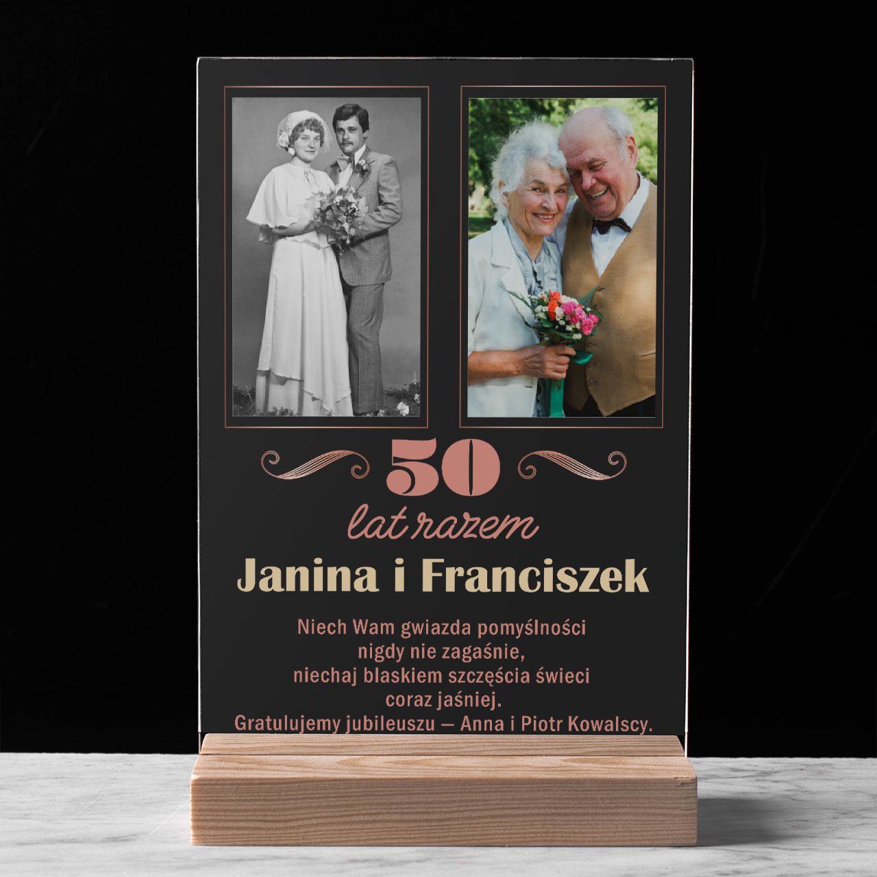 Statuetka ze zdjęciem PAMIĄTKA 50 ROCZNICY ŚLUBU